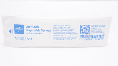 Medline SYR105010 Luer Lock Disposable Syringe Without Ndle 5ml